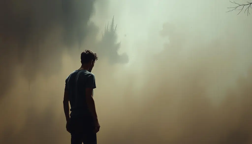 A disquieting scene unfolds, capturing the emotional turmoil of reconnecting with an ex-partner. In the foreground, a figure stands alone, shoulders hunched, grappling with a tangle of conflicting feelings - apprehension, longing, and the weight of unresolved issues. The middle ground is shrouded in a hazy, muted palette, suggesting the uncertainty and fragility of the moment. In the background, a backdrop of abstract, gestural brushstrokes evokes the chaotic, unsettling atmosphere. Dramatic lighting casts dramatic shadows, heightening the sense of emotional vulnerability and the precariousness of the situation. An image that resonates with the complexities and challenges of reconnecting with a former partner. A disquieting scene unfolds, capturing the emotional turmoil of reconnecting with an ex-partner. In the foreground, a figure stands alone, shoulders hunched, grappling with a tangle of conflicting feelings - apprehension, longing, and the weight of unresolved issues. The middle ground is shrouded in a hazy, muted palette, suggesting the uncertainty and fragility of the moment. In the background, a backdrop of abstract, gestural brushstrokes evokes the chaotic, unsettling atmosphere. Dramatic lighting casts dramatic shadows, heightening the sense of emotional vulnerability and the precariousness of the situation. An image that resonates with the complexities and challenges of reconnecting with a former partner.